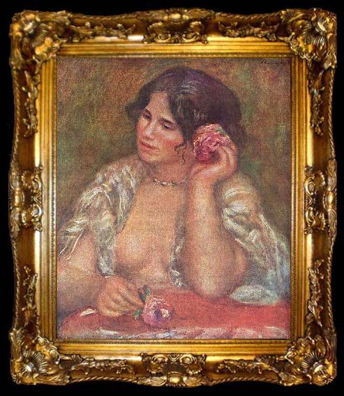 framed  Pierre-Auguste Renoir Gabriele mit Rose, ta009-2